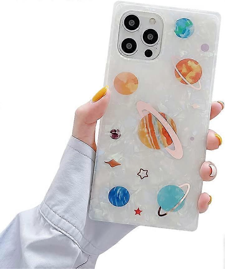 Compatible with iPhone 12 Pro Max Case for Square Luxury Glitter Planet Shell Pattern for Girls Woman Soft TPU Shockproof Anti-Scratch Protective Case