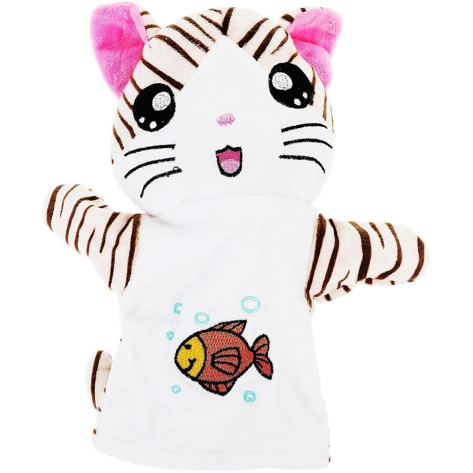 Cartoon Cat Hand Puppet Portable Plush Animal Doll Toy Parent-kid Interactive Hand Puppet