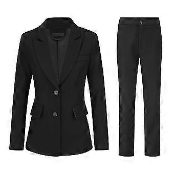 Naiwang Damen 2-teiliger schmaler Büroanzug mit Pattentasche Formale Businesskleidung (Blazer + Hose)