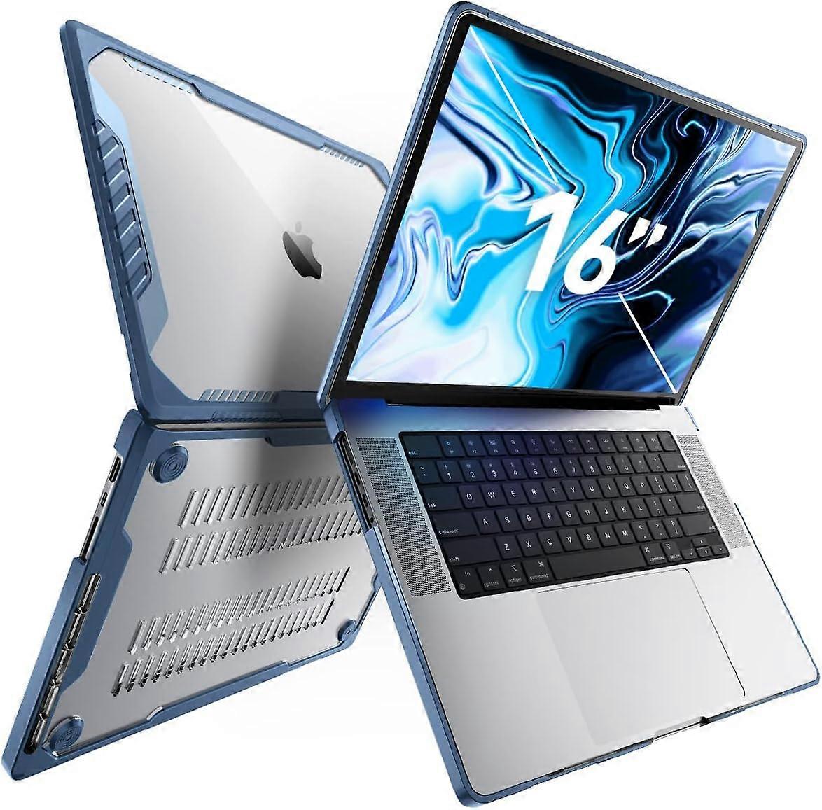 CASE Unicorn Beetle Series Case for MacBook Pro 16 Inch (2021 Release) A2485 M1 Pro / M1 Max, Dual Layer Hard Shell Prot Azure