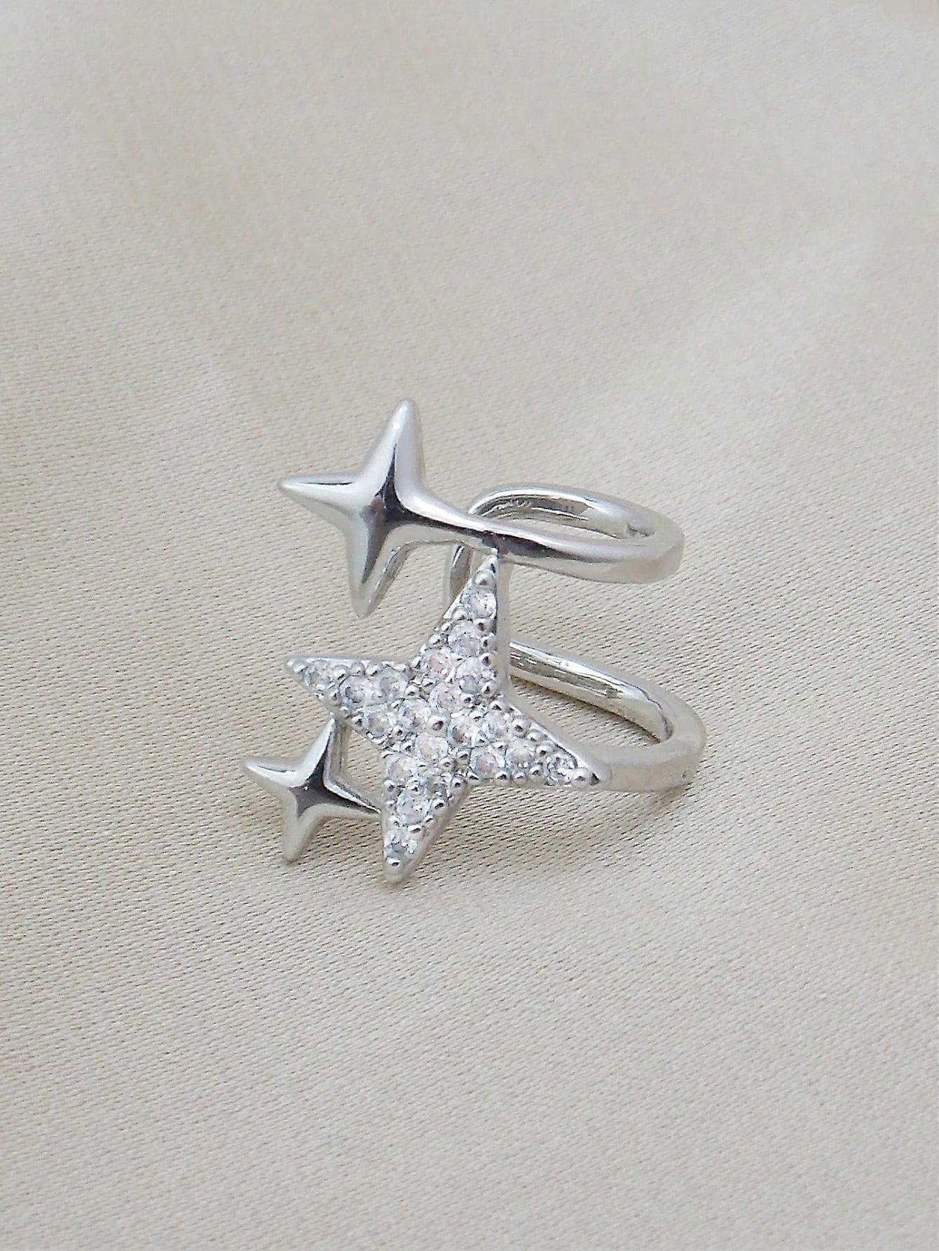 1pcキュービックジルコニアスターデコレーションイヤーカフ銅ジュエリー