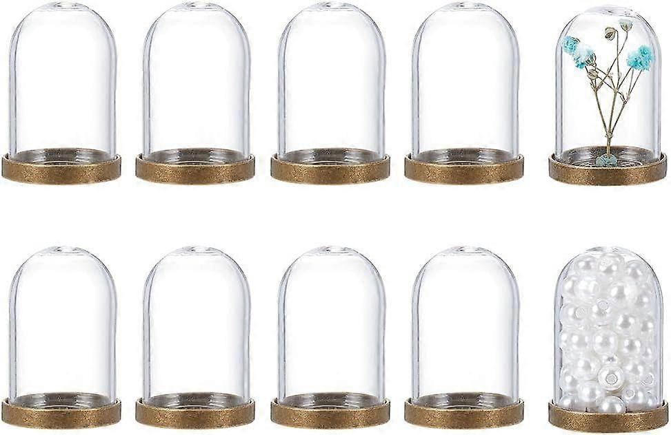 10 Sets Glass Display Cloche Dome Decorative Display Case Cloche Bell Jar with Metal Base for Collectibles Flower Office Home Tabletop Centerpiece Dec