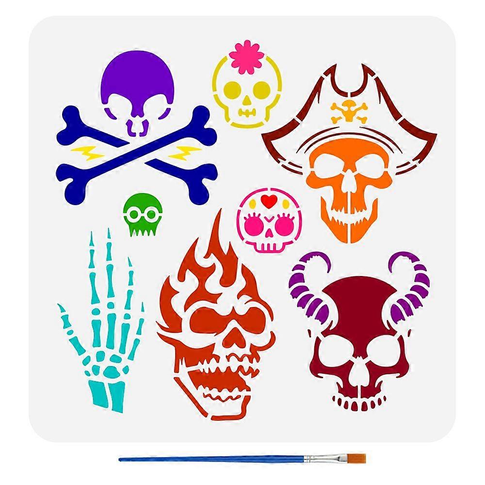 1pc PET Hollow Out Drawing Painting Stencils for DIY Scrapbook Photo Album Skull 30x30cm