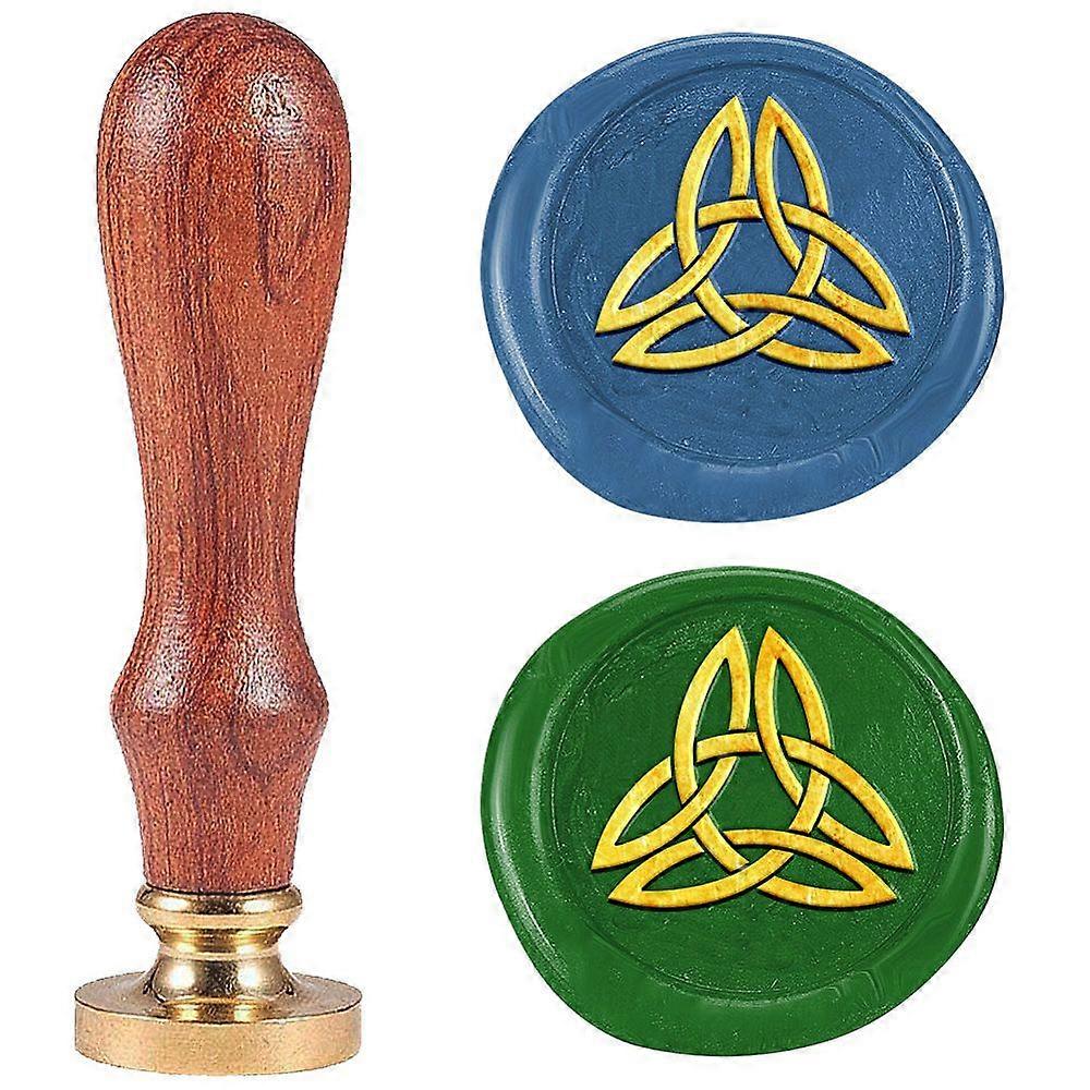 1pc Wax Seal Stamp Set Sealing Wax Stamp Solid Brass Head with Wood Handle for Envelopes Invitations Gift Card Trinity Knot 83x22mm Stamps: 25x14.5mm