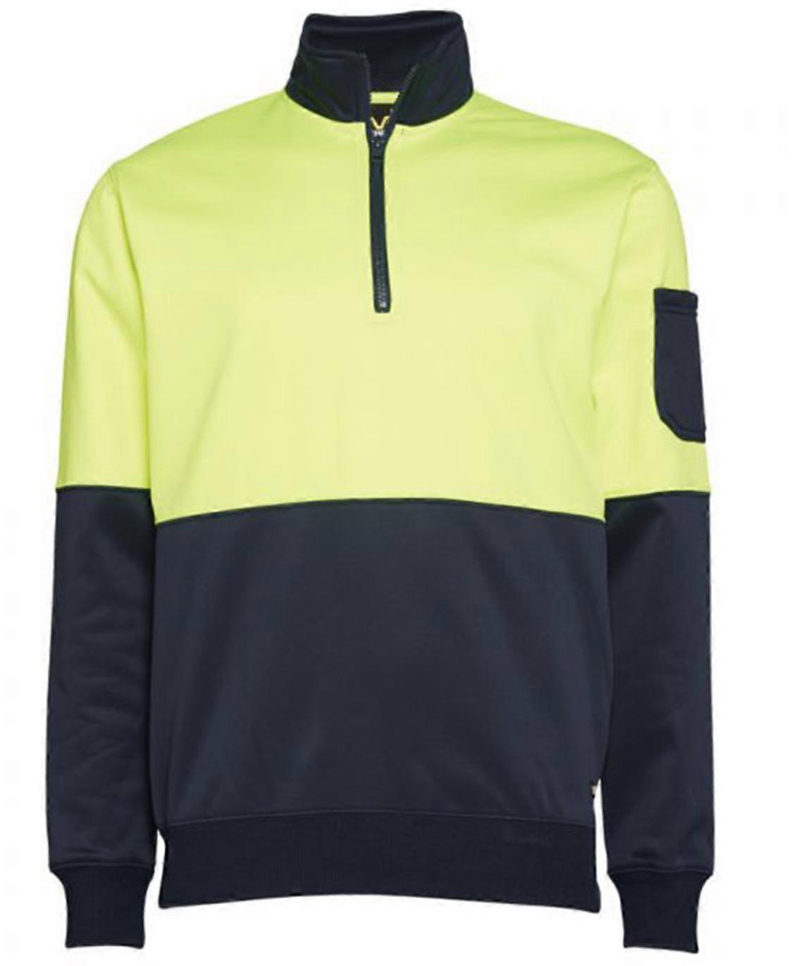 Munka Mens Hi Vis 1/4 Zip Fleece Sweat Sweater Jumper Warm Winter