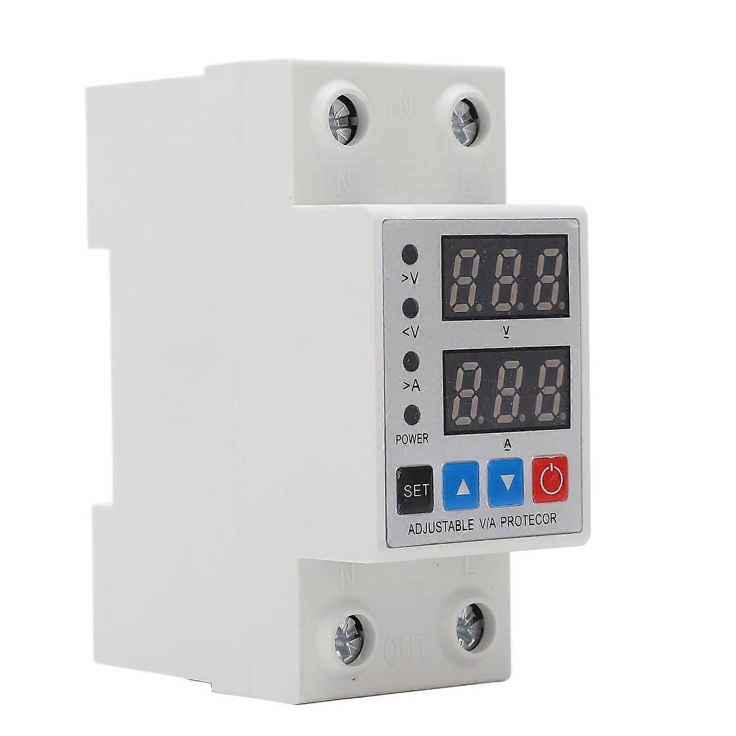 Over Under Voltage Protective Device DIN Rail Adjustable Dual Display Digital Voltage Relay 240‑300V