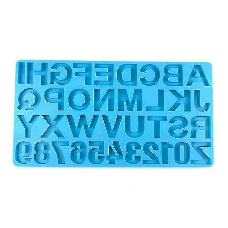 Alphabet Keychain Epoxy Mould English Alphanumeric Pendant Casting Silicone Mould Diy Craft Jewelry Casting Tool, 1 Pack, Blue