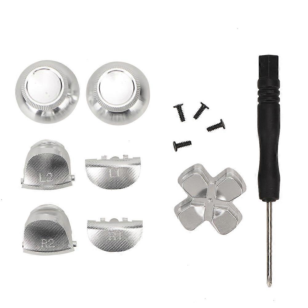For PS4 Controller Gamepad Button For Replacement Seven Piece Set Accessories(Silver)
