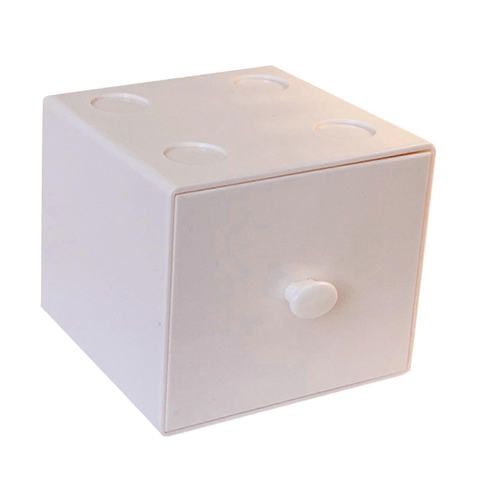 Desktop Storage Box Plastic Stackable Square Desk Organizer with Drawer for Home Paper Clips Office Supply Accessory