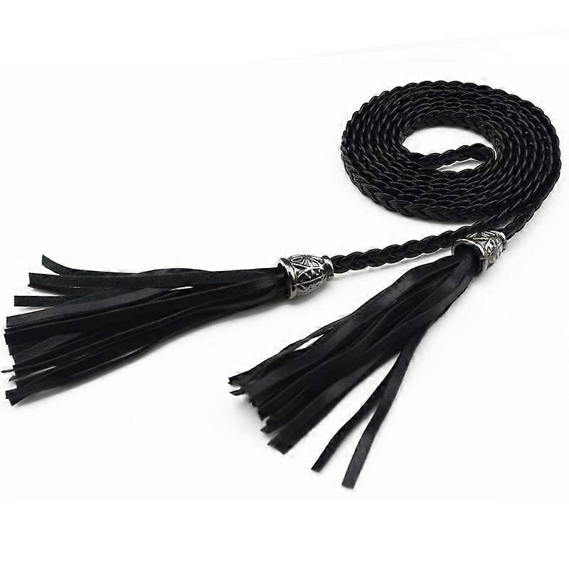 FAITOLAGI Women Girl Weaving Leather Belt Tassel waistband Female All-match Waist belt for Dress