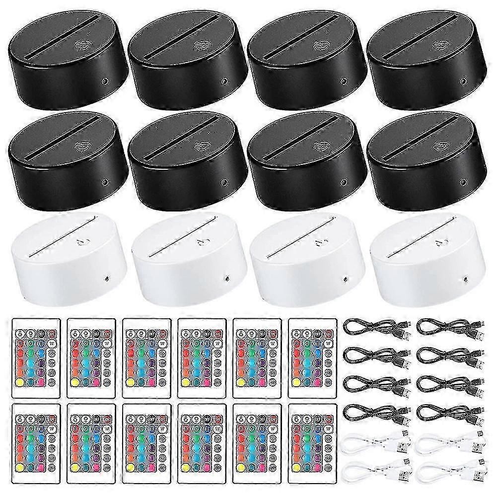 12 Pack 3d Night Led Light Lamp Base 16 Colors Led Light Display Base With Remote Control Compatible Acryl