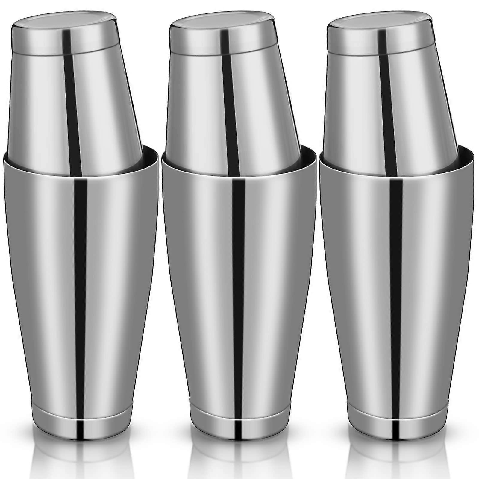 6-Piece Stainless Steel Cocktail Shaker Set - 18oz & 28oz Professional Mixers for Bartending and Home Use