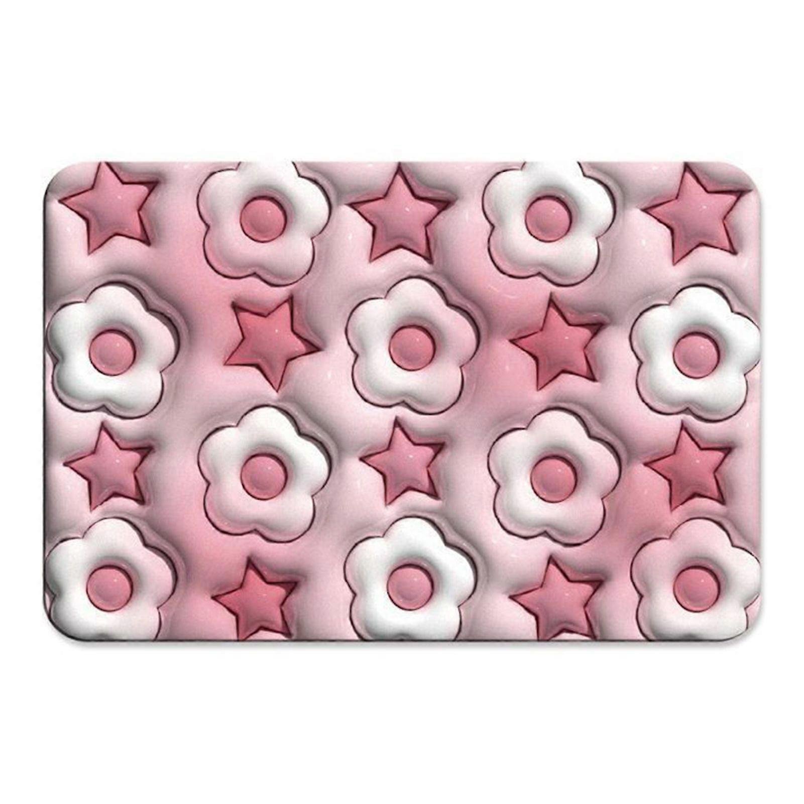 Floor Mat 3D Visual Effect Quick Drying Diatom Mud 40x60cm Flower Pattern Bathroom Anti-slip Floor Mat Daily Use