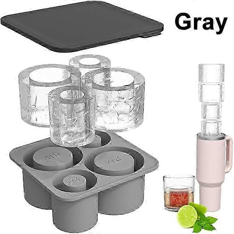 2/3/4/30Grid Ice Cube Tray Stanley Cup Tumbler Cup, Sylinterin muotoinen silikonijäämuotti kannella, Stanley Cup tarvikkeet [jkw]