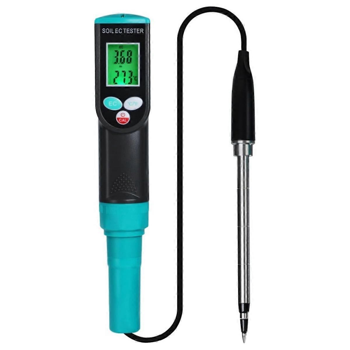 Waterproof Soil EC and Temperature Meter Digital Tester for Potted Plants Gardening Agriculture Far