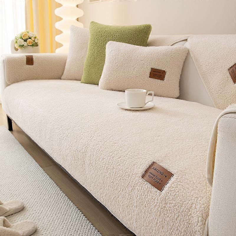 Wool Sofa Cover Winter Warm Living Room Sofa Cushion Plush Thickened Non-Slip Towel Comfortable Breathable Backrest Armrest