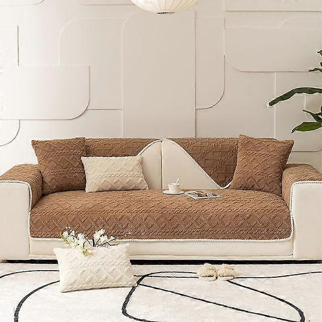 Plush Sofa Cushion Thickened Jacquard Non -Slip Cushion Cover Cotton Velvet All -Inclusive Universal Living Room Sofa Cover Back