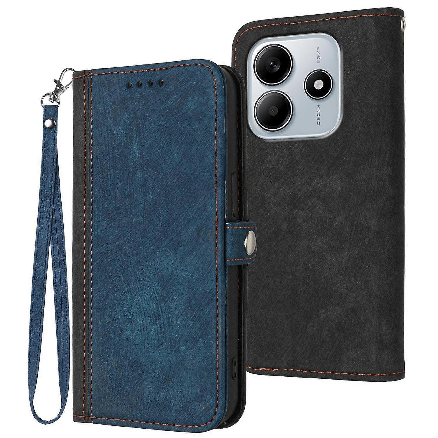 Side Buckle Double Fold Hand Strap Leather Phone Case