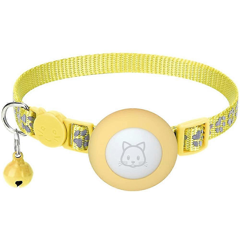 Leather Cat Collar, Elegant and Rugged, with AirTag Holder for GPS Tracking, Non Breakaway for Extra Security, and Highly Reflective Design for