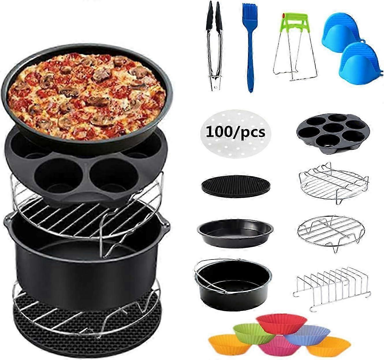 Ilmakeittimen lisävarustesarja, 13 kpl korigrilli kotiravintolan käyttö sopii 3.2qt-5.8qt-up 6inch-8inch