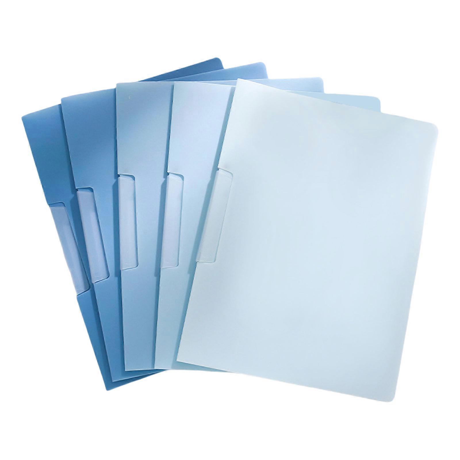 5個のレターサイズファイルスリーブドキュメントフォルダー、サイドオープン回転クランプ耐水性ファイルオーガナイザー14.6x9インチグラデーションブルー