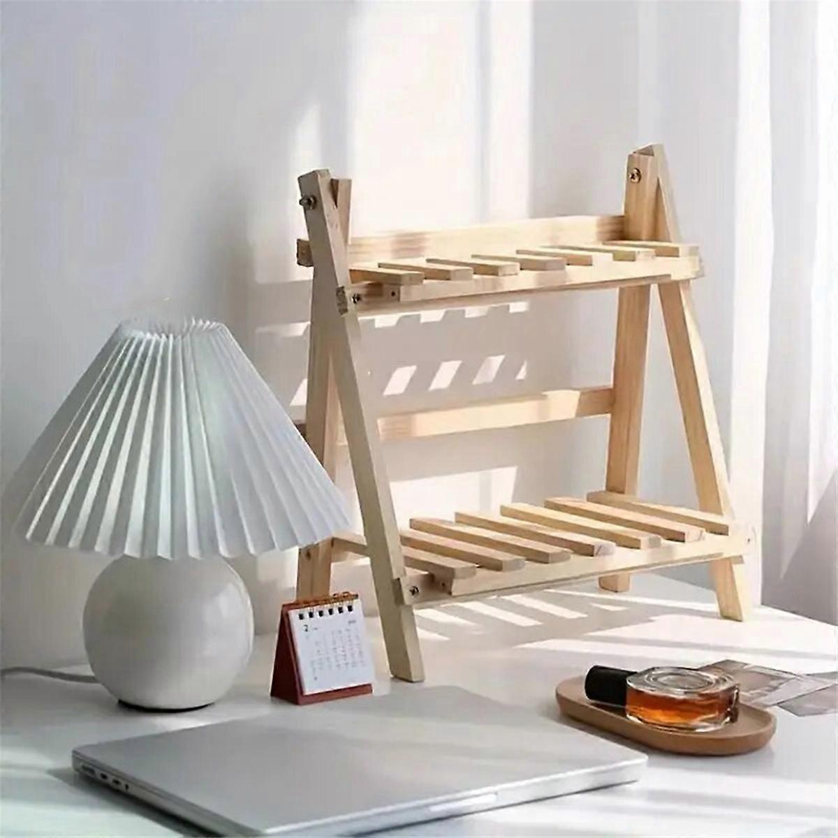 Wooden storage rack, 2-layer desktop storage rack