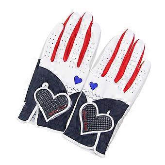 1 Pair Women PU Leather Grip Golfer Gloves Flexible Wear Golfings Performances NonSlip Left Right Handed Golf Gloves  22 yards