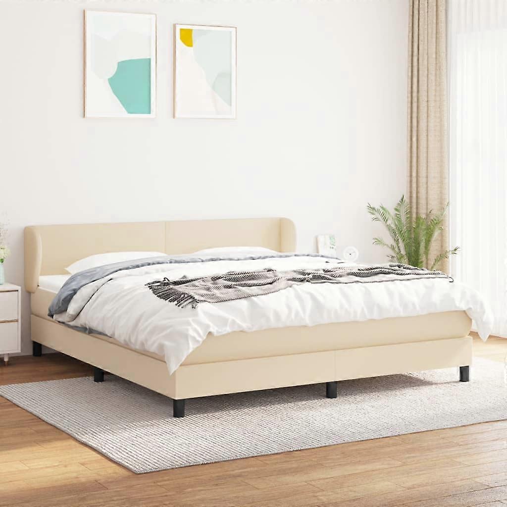 Boxspringbett mit Matratze Creme 160x200 cm Stoff