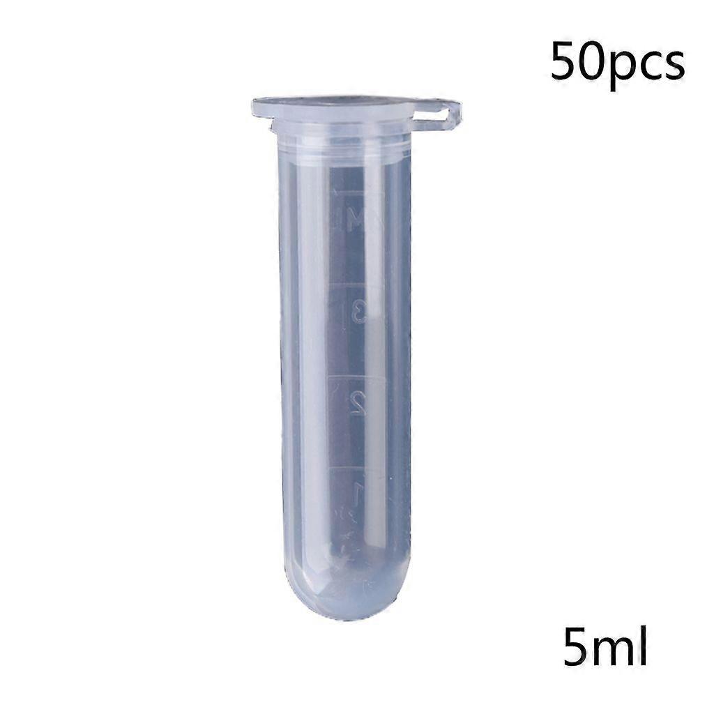 New 50Pcs 5ml Plastic Clear Snap Cap Centrifuge Tubes Vials Sample Lab Container