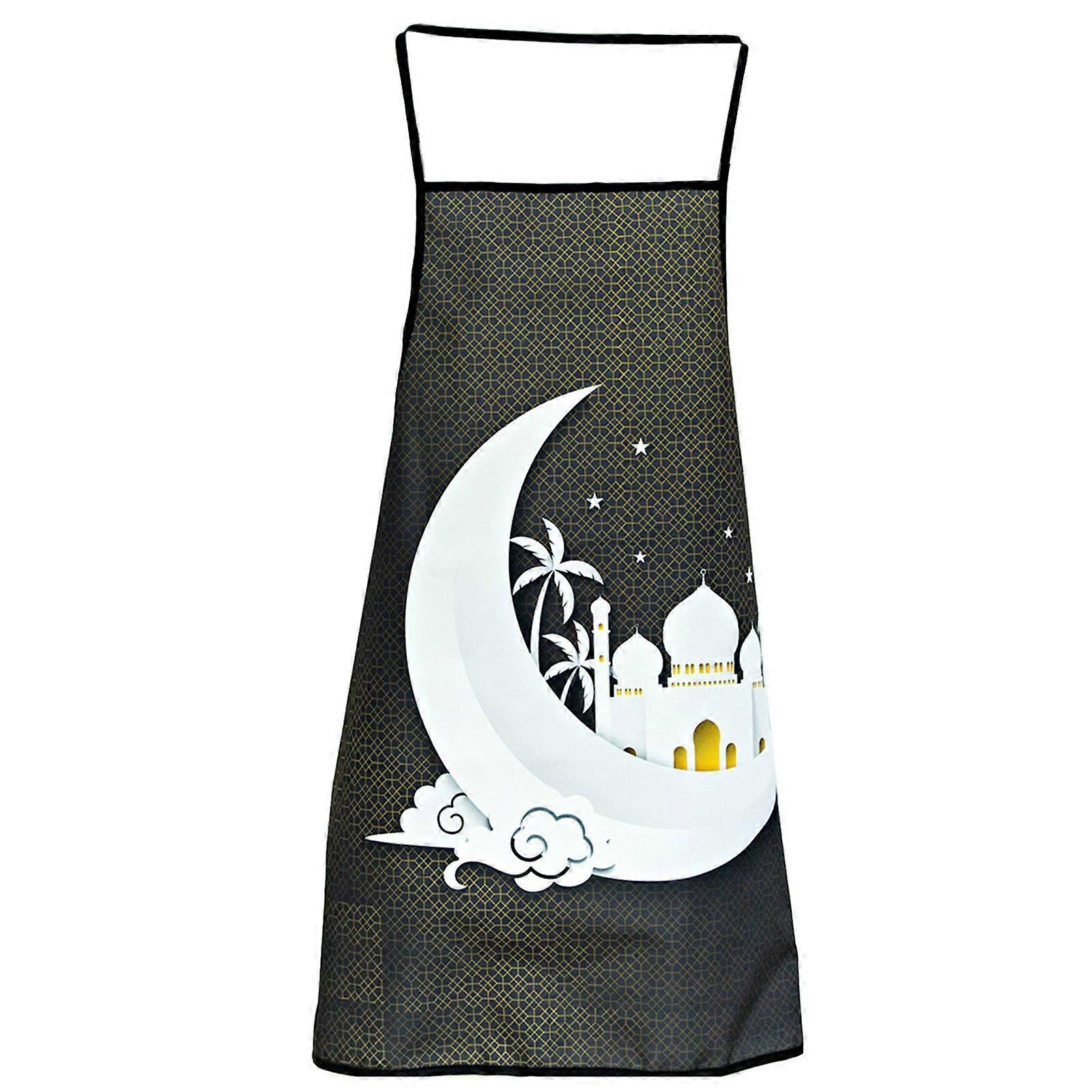 Eid Ramadan Pattern Apron Waterproof Oil Proof Polyester Digital Printed for Home Kitchen Cooking Baking Women Man Aprons Accessories