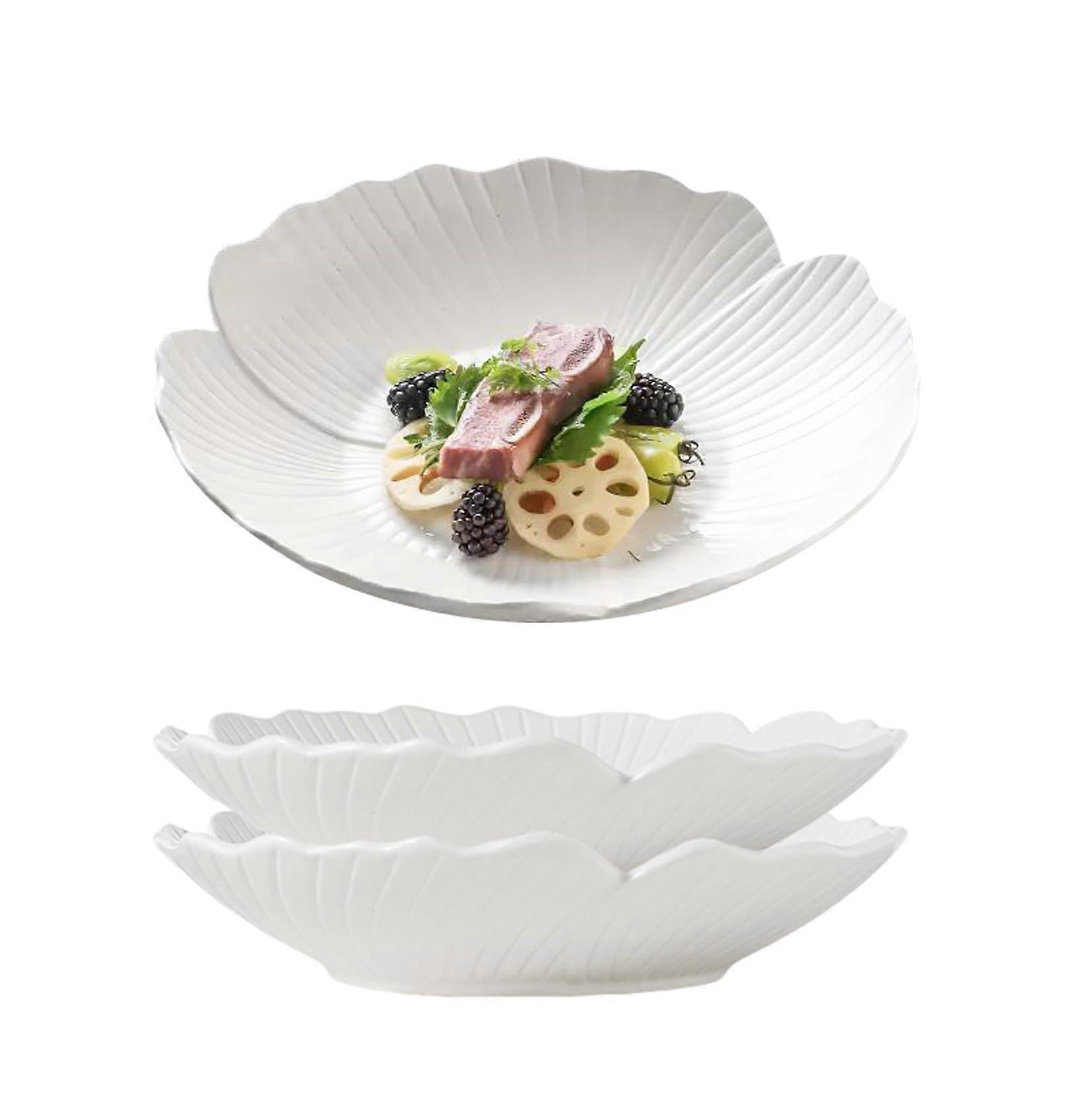 3 Set Japanese Style Flower Petal Shaped Porcelain Dinner Plates for Breakfast Salad 8 Inches