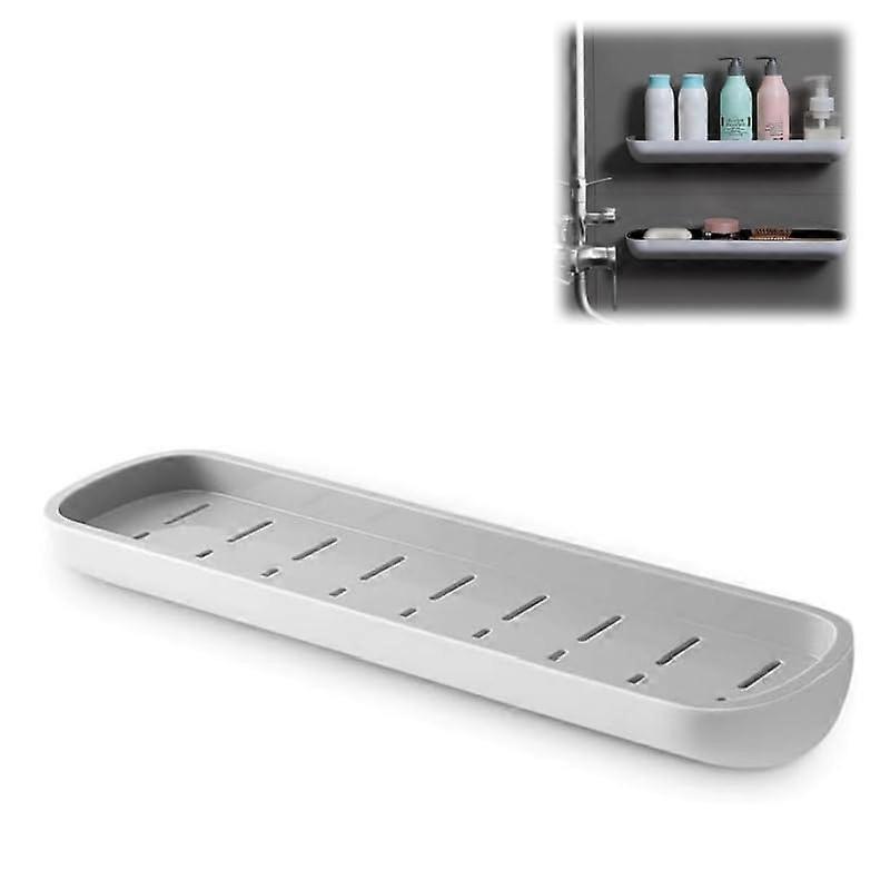 Easymount Bathroom Storage Shelf No Drilling Grey with Towel Bar and Shampoo Holder for Shower Wall Organizer Easy Drainage