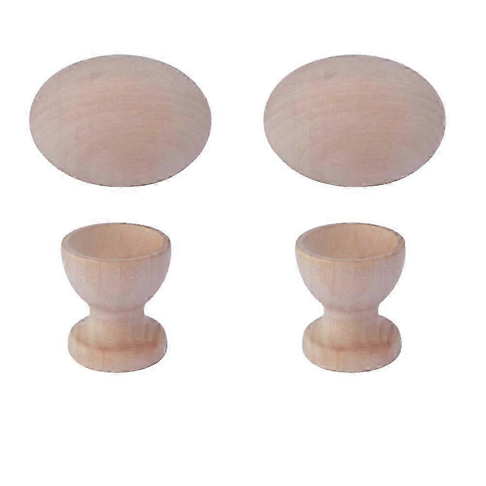2 Sets DIY Graffiti Easter Eggs Simulation Wooden Blank Eggs KIt with Egg Stands