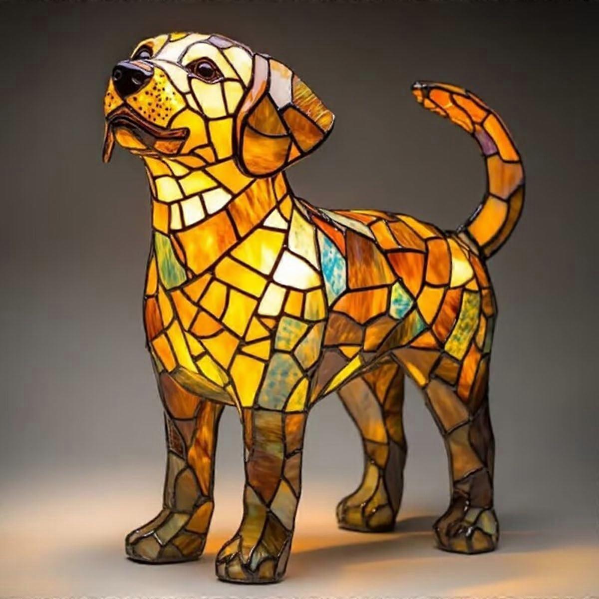 Corgi Lamp and Pug Lamp Dog Series Night Light, Stained Resin LED Tabletop Lamp for Home Décor