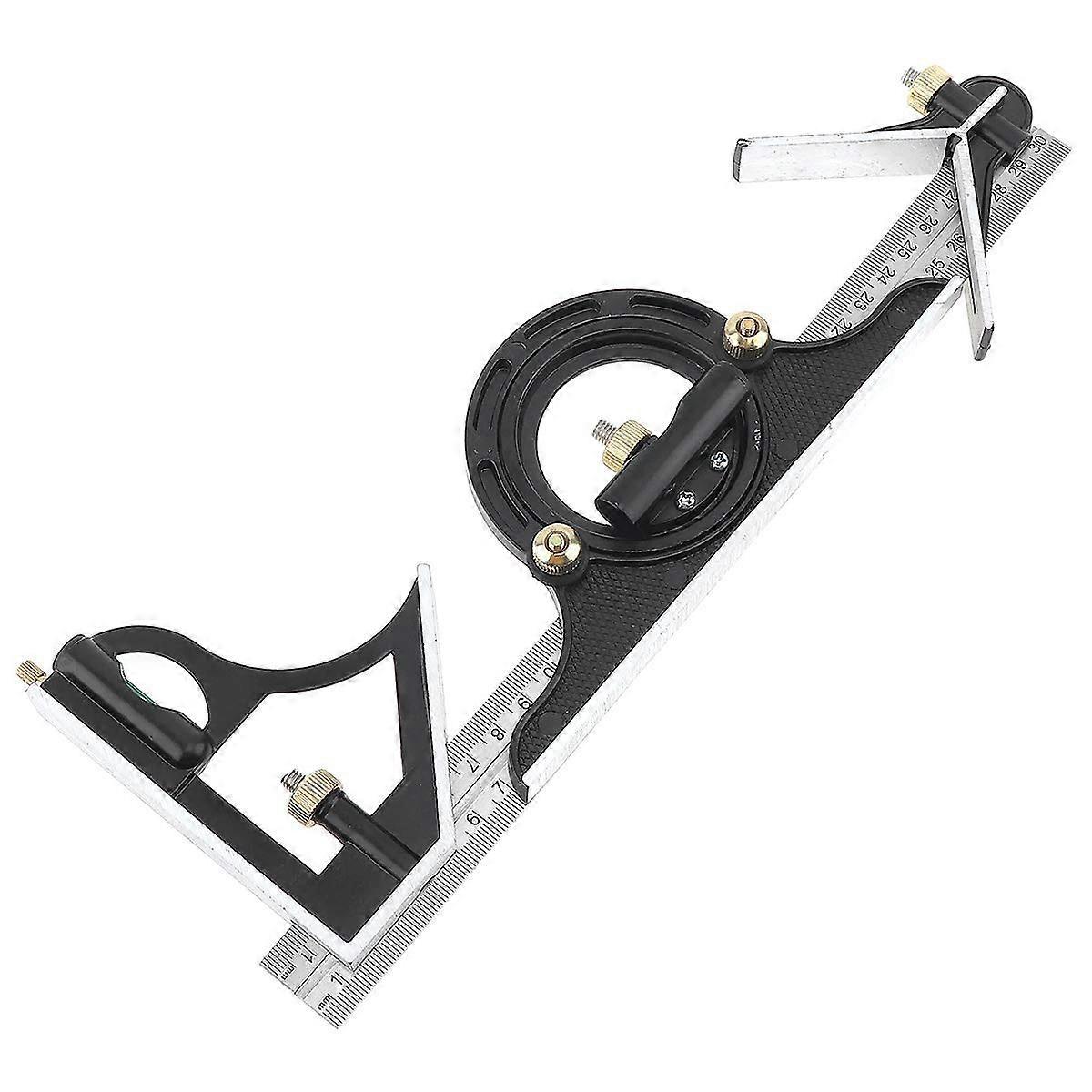 12' Adjustable Sliding Combination Square Ruler Protractor Level Measure Measuring Set, Inch/Metric
