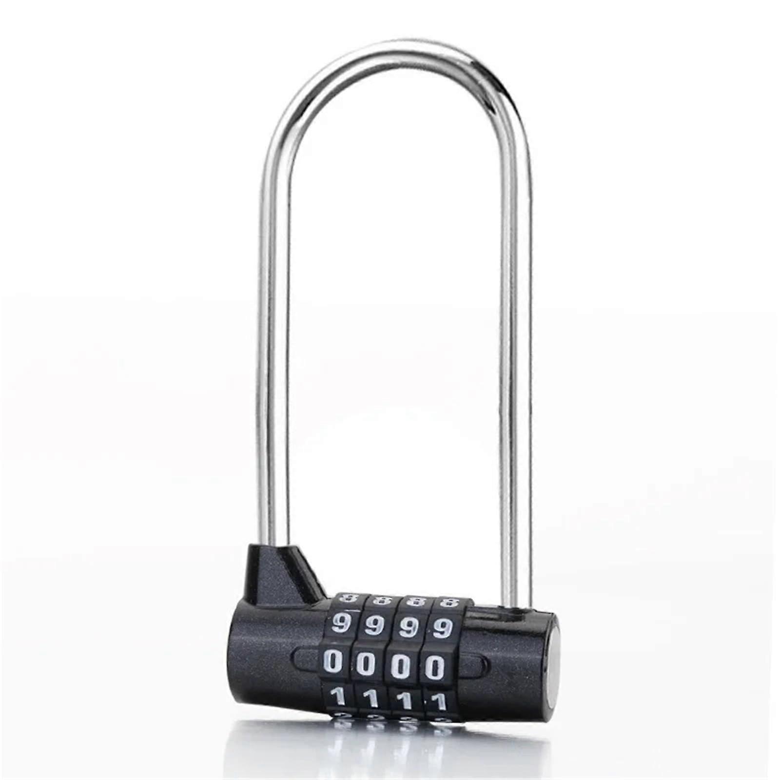 4 Digit Combination Lock Lengthened Shackle Lock Theft Password Padlock Gym Door Lock Travel Suitcase Luggage Code Locks 1Pcs(Black)