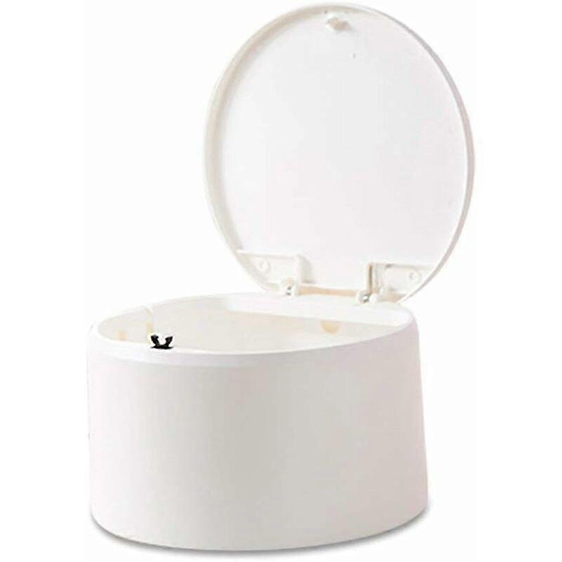 Small Tabletop Trash Can, Stylish Plastic Mini Desktop Kitchen Trash Can with Push Button Lid, Push Top Kitchen Trash Can Rubbish Waste Dustbin Desk B