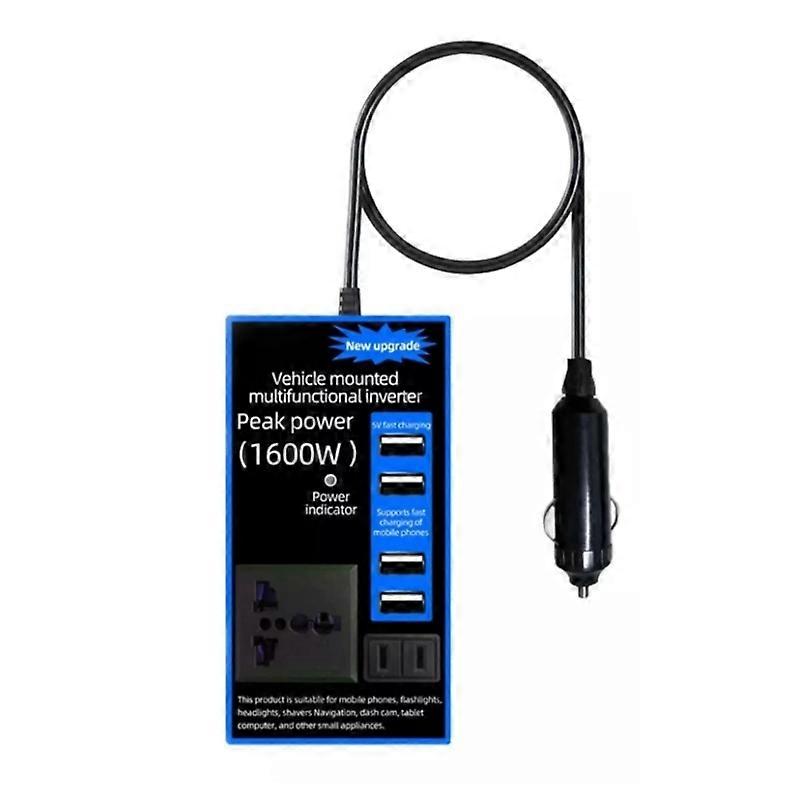 Car Power Inverter Converter Adapter DC 12v To DC 110v USB 4 Socket Wave-1600w