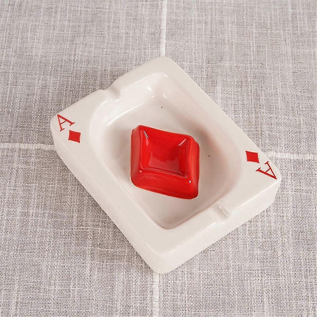 Ceramic Ashtray, Playing Card Design, Multi-Function Home Office Decor