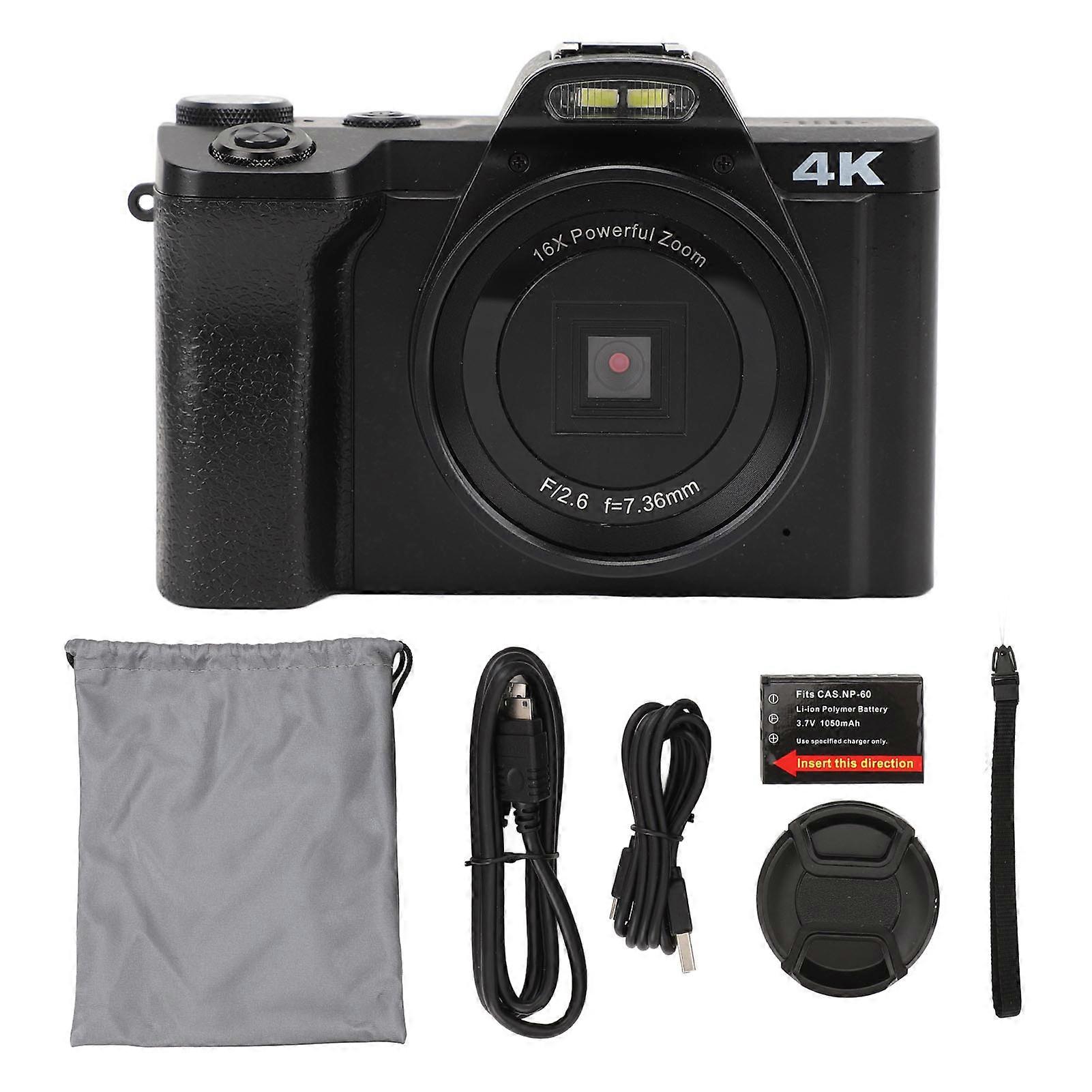 Touchscreen 4K Vlogging Camera: 48MP Photos, 16X Zoom, Wireless Connectivity, HD Video