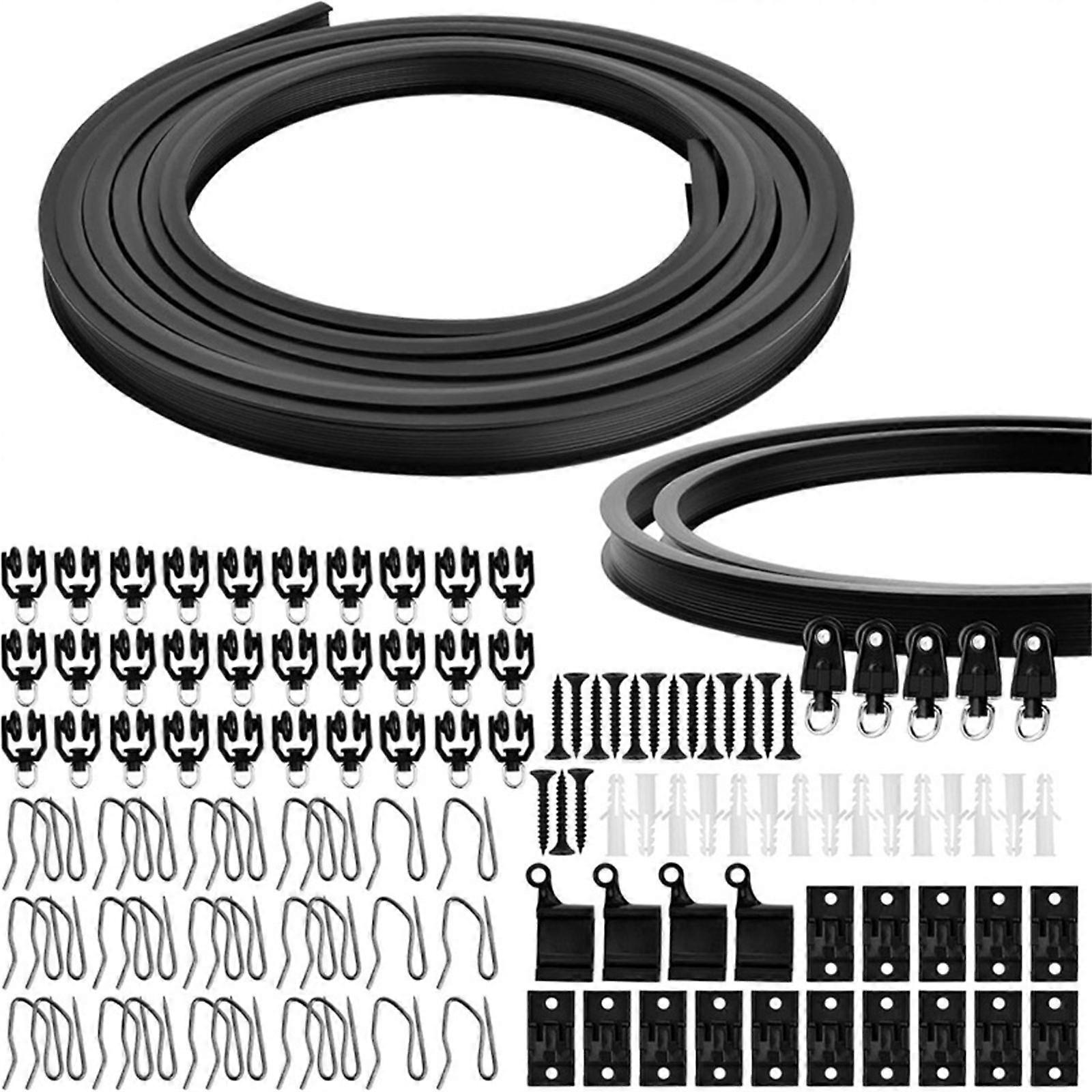 Multipurpose 5 Meter Ceiling Curtain Track Rails Kits with Rollers Hook and Brackets Set for Smooth Glides Curtains