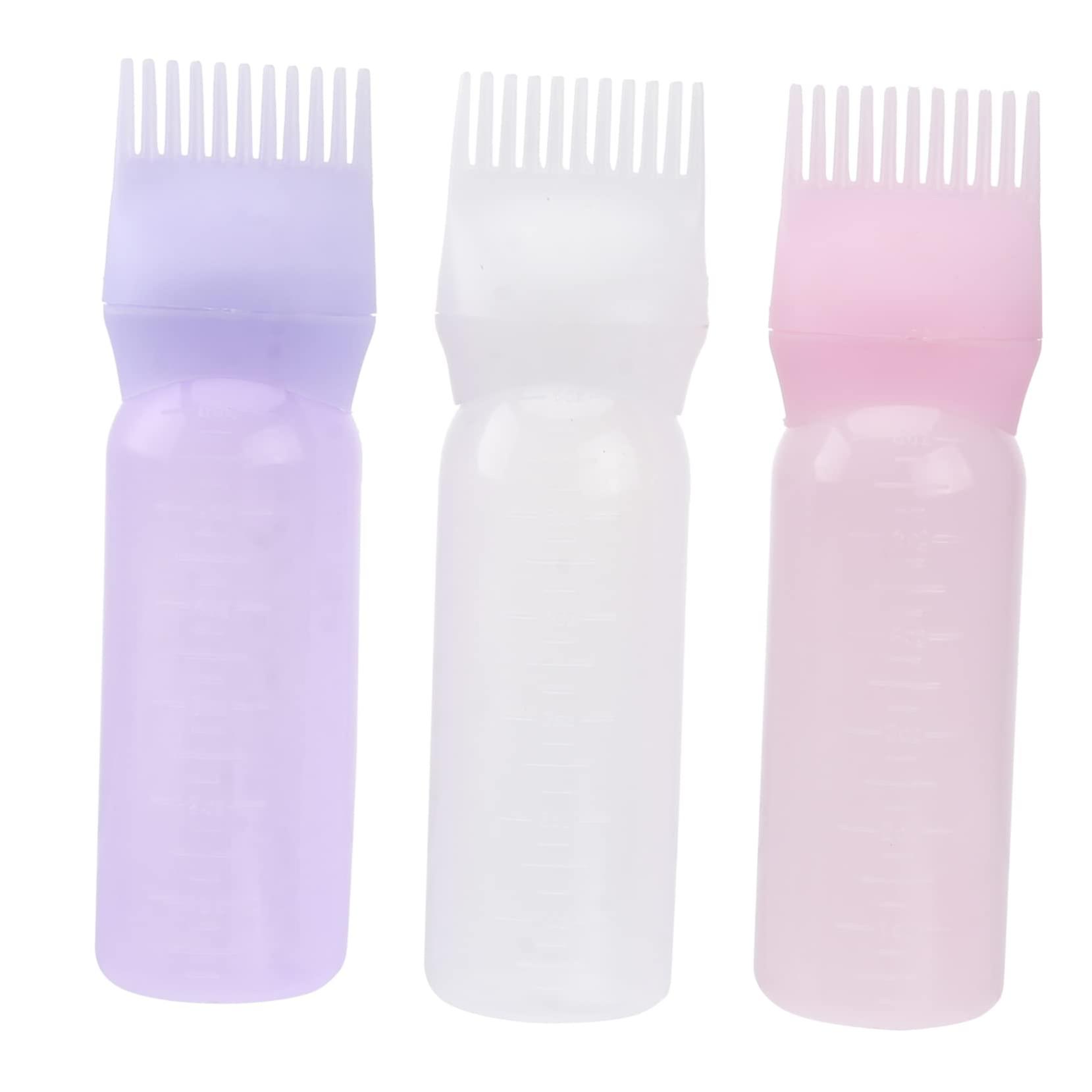 3pcs Hair Dye Applicator Bottles Set with Scale Lines for Home and Salon Use