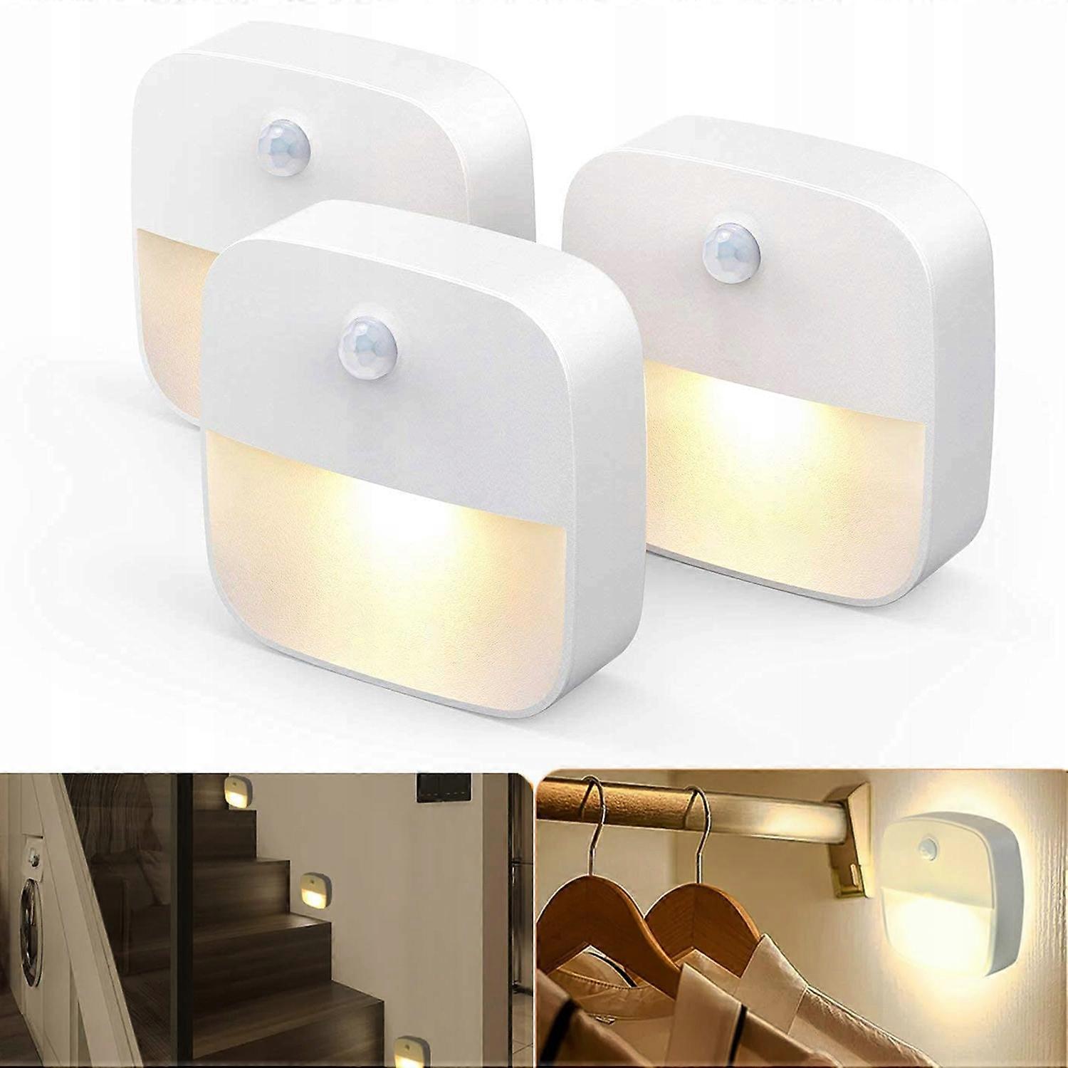 3x Wireless Battery Operated Pir Motion Sensor Led Wall Light