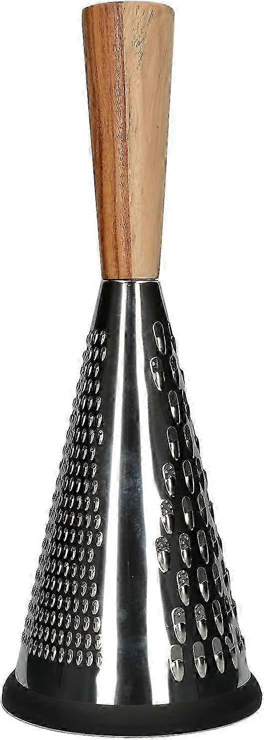 Large Vintage-Style Conical Cheese Grater with Wooden Handle, 13 x 13 x 33 cm (5" x 5" x 1