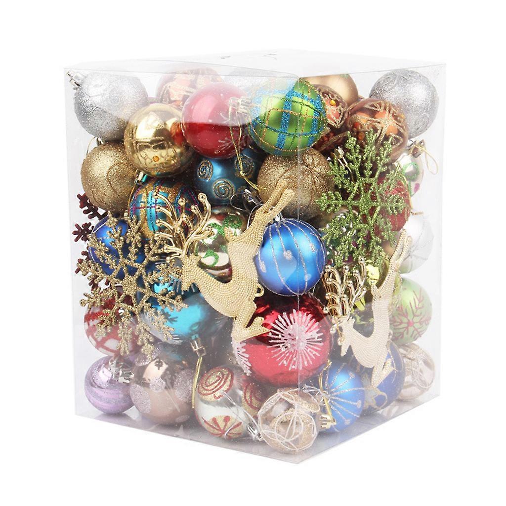 Upgraded 24pcs Christmas Ball Baubles Shatterproof Assorted Painting Patterns Hang Balls Pendant for Xmas Tree Decor