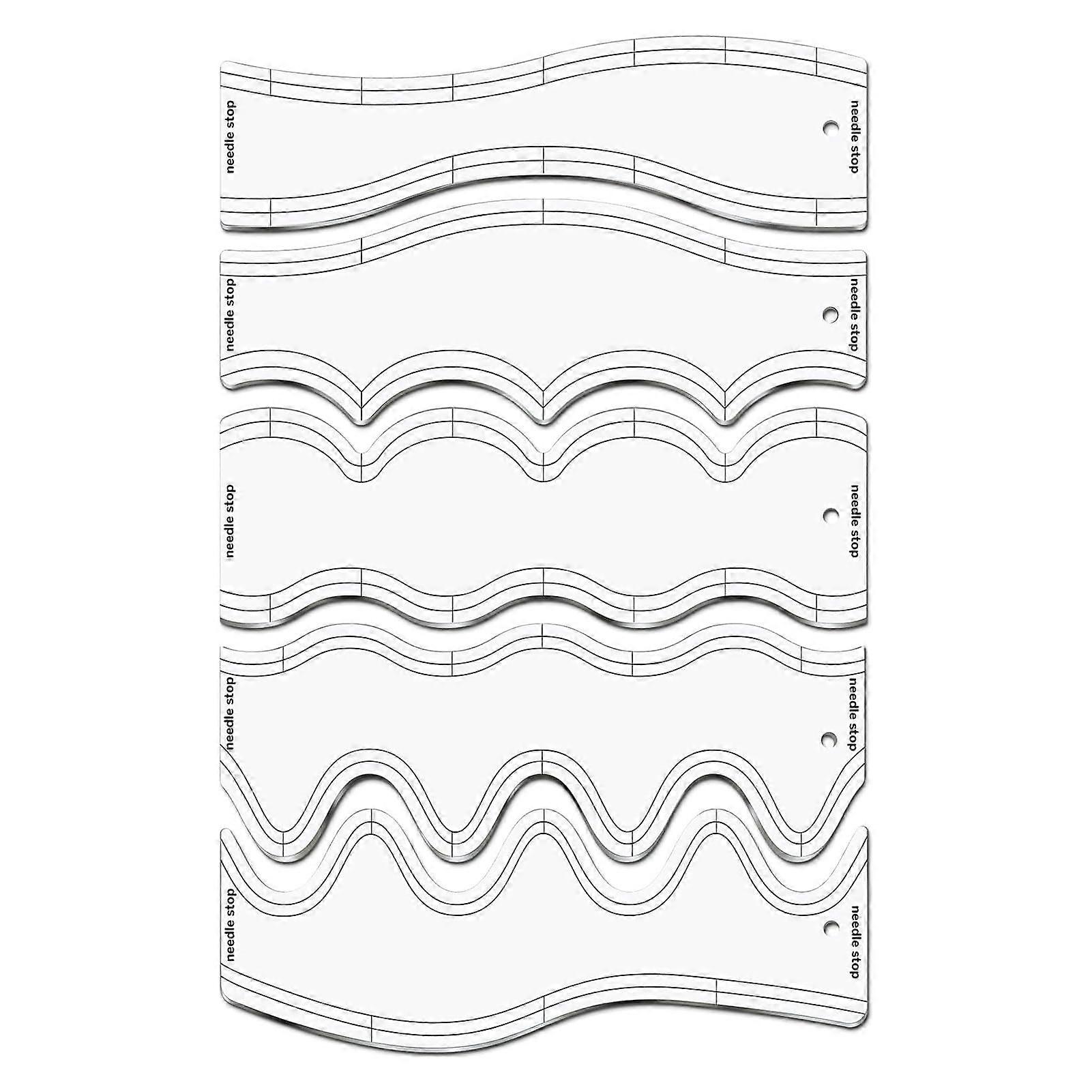 Quilt template set, 5 pieces, templates, motion templates, wave, acrylic ruler, long transparent precision tools for machine patchwork sets