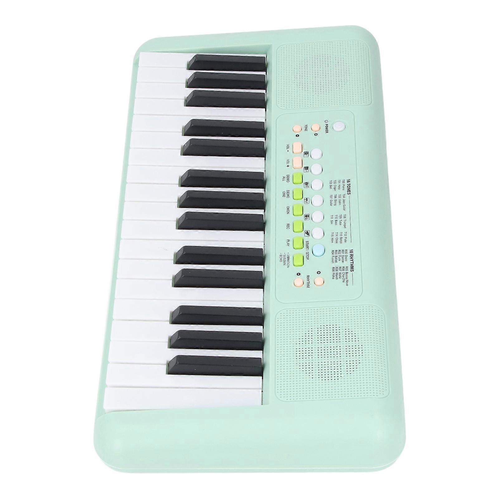 32 Key Electronic Keyboard 16 Tones 10 Rhythms Vibrato Sustain Echo Effects Electronic Piano Keyboard with Microphone Avocado Green 
