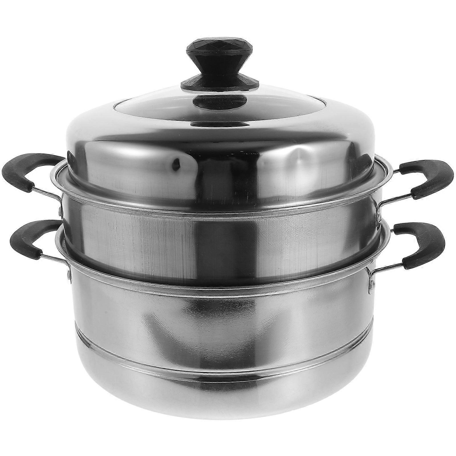 Stainless Steel Steamer Pot with High Arch Cover, Stackable Multi Purpose Food Steaming Container for Induction and Gas Stoves, 1pc Kitchen Cookware
