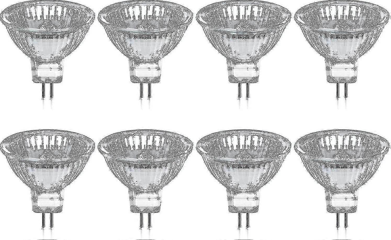 Lot de 8 ampoules halogènes GU5.3 MR16 35 W 12 V à intensité variable - Blanc chaud 2 800 K, 400 lumens, cache en verre