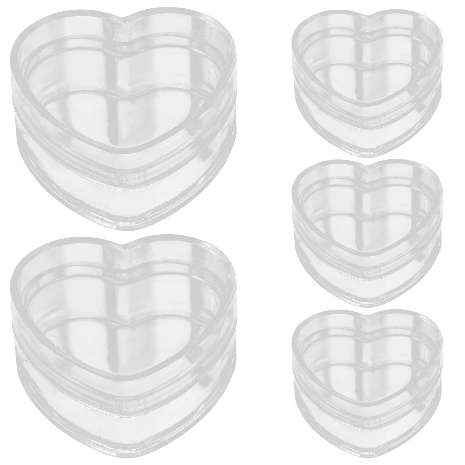 a polished and professional product description based on your input:

 

**5pcs Heart Shaped Transparent Jewelry Boxes Small & Chocolate Storage